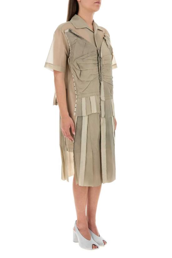  마르지엘라 미디 원피스 메종  카푸치노 메시 셔츠 드레스 - MAISON MARGIELA
