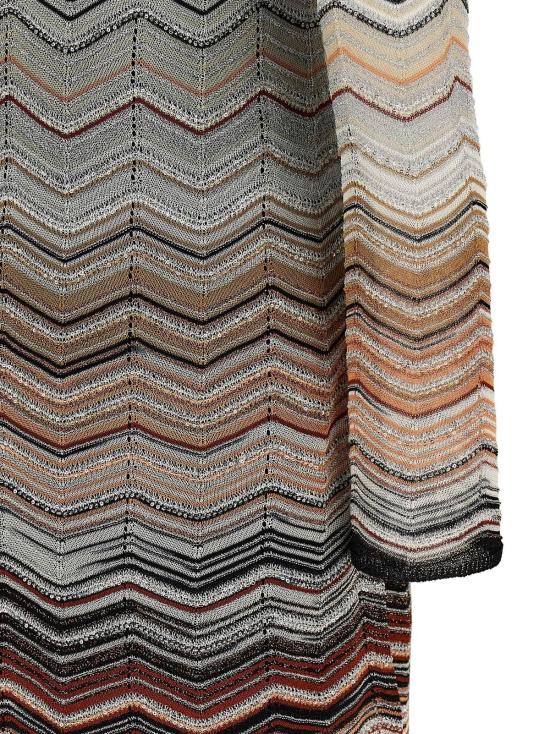  미소니 숏 원피스 미쏘니 비스코스 소재 브라운 컬러 숏 드레스 - MISSONI