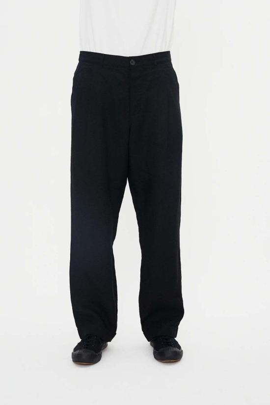  한센 가먼츠 스트레이트 팬츠 수네 클래식 린넨 플리츠 팬츠 블랙 린넨 - HANSEN GARMENTS