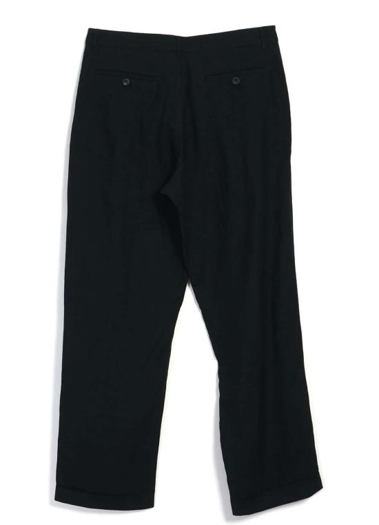  한센 가먼츠 스트레이트 팬츠 수네 클래식 린넨 플리츠 팬츠 블랙 린넨 - HANSEN GARMENTS