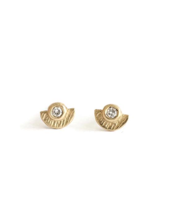  Linn Designs 이어링 린 디자인 선샤인 다이아몬드 스터드 귀걸이 14k 옐로우 골드
