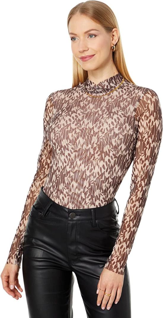  테드베이커 블라우스 Ted Baker Jumila 메시 나일론 피팅 하이넥 탑 누드/핑크