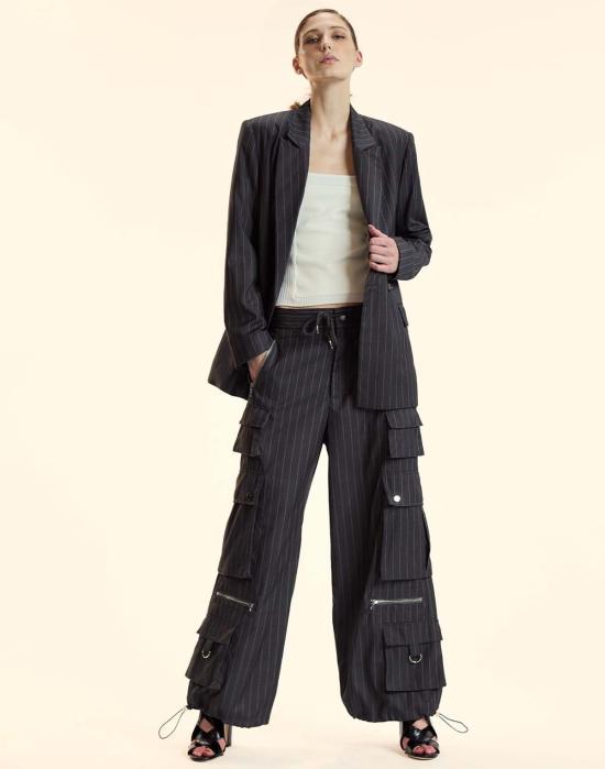  신시아 로리 스트레이트 팬츠 신시아 로울리 핀스트라이프 카고  그레이 - CYNTHIA ROWLEY