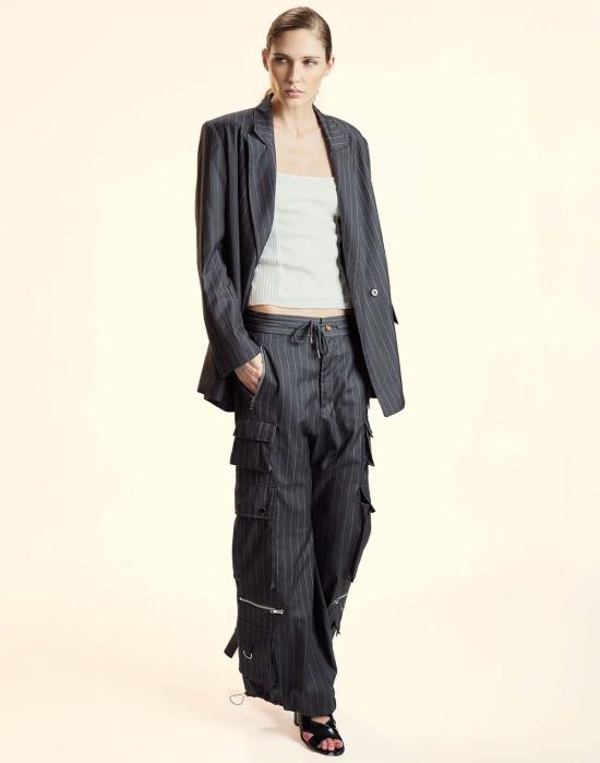  신시아 로리 스트레이트 팬츠 신시아 로울리 핀스트라이프 카고  그레이 - CYNTHIA ROWLEY