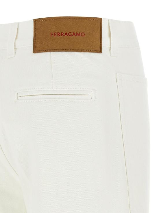  살바토레 페라가모 데님 팬츠 페라가모 코튼 스트레이트 레그 진 화이트 - SALVATORE FERRAGAMO