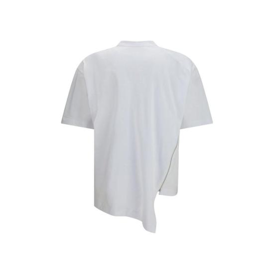 26SS 꼼데가르송 반팔 티셔츠 Comme Des Garçons 코튼 티셔츠, 사이드 지퍼 화이트 - COMME DES GARCONS