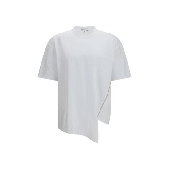 26SS 꼼데가르송 반팔 티셔츠 Comme Des Garçons 코튼 티셔츠, 사이드 지퍼 화이트