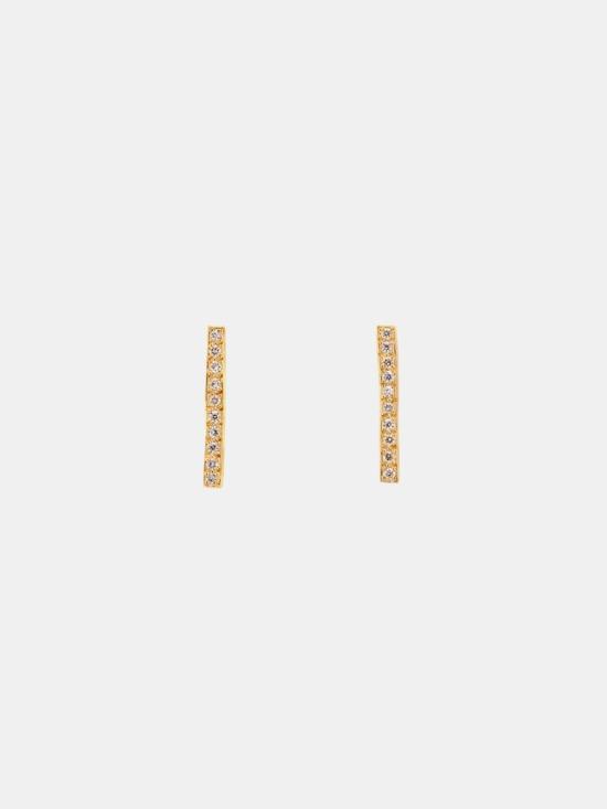  Satomi Kawakita 이어링 롱 다이아몬드 바 스터드 골드 - OTHER BRANDS