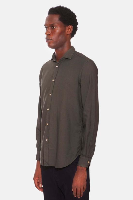  볼리올리 셔츠 보글리올리 코튼 프렌치 칼라  다크 그린 - BOGLIOLI
