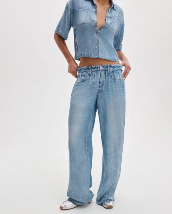  랙앤본 데님 팬츠 Rag & Bone Miramar Slink Wide Leg Pull On Pants Murray - RAG & BONE