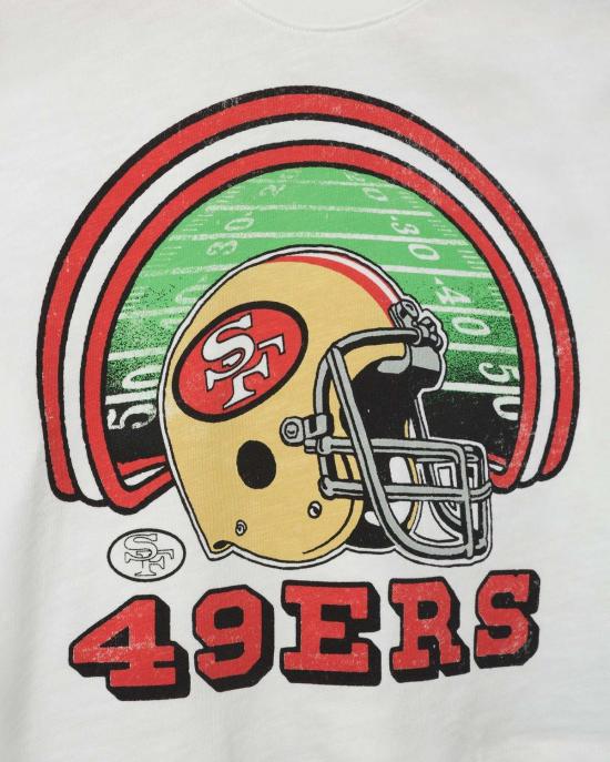  정크푸드 반팔 티셔츠 정크 푸드 49ers 게임 타임 모크넥 크롭 티 빈티지 화이트 - JUNK FOOD