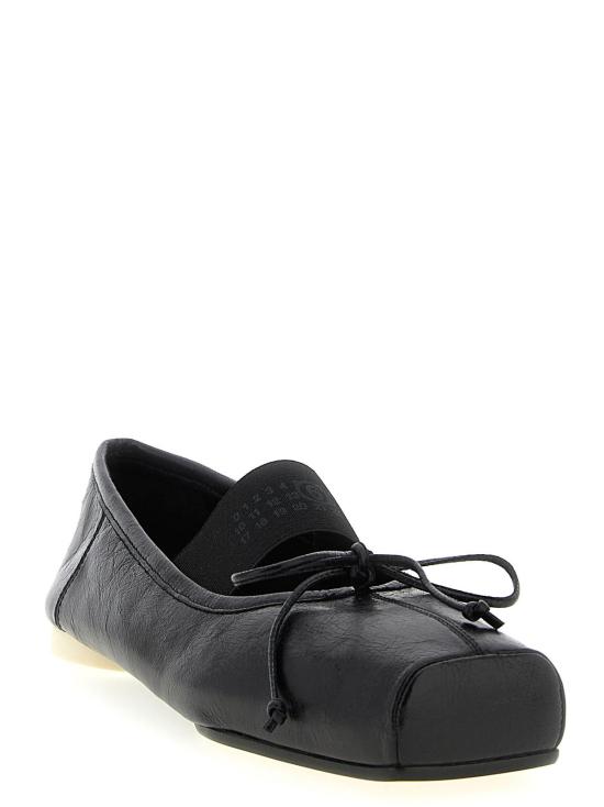  MM6 메종마르지엘라 플랫 슈즈 Mm6 메종 마르지엘라 송아지 가죽 발레 플랫 블랙 - MM6 MAISON MARGIELA