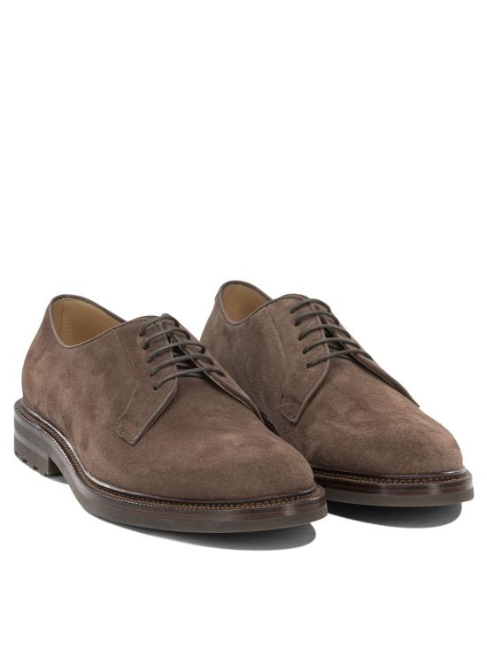 26FW 브루넬로 쿠치넬리 드레스 슈즈 스웨이드 브로그 레이스업 슈즈 브라운 - BRUNELLO CUCINELLI