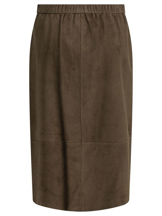 26FW 에스막스마라 스커트 스웨이드 가죽 미디  브라운 - 'S MAX MARA