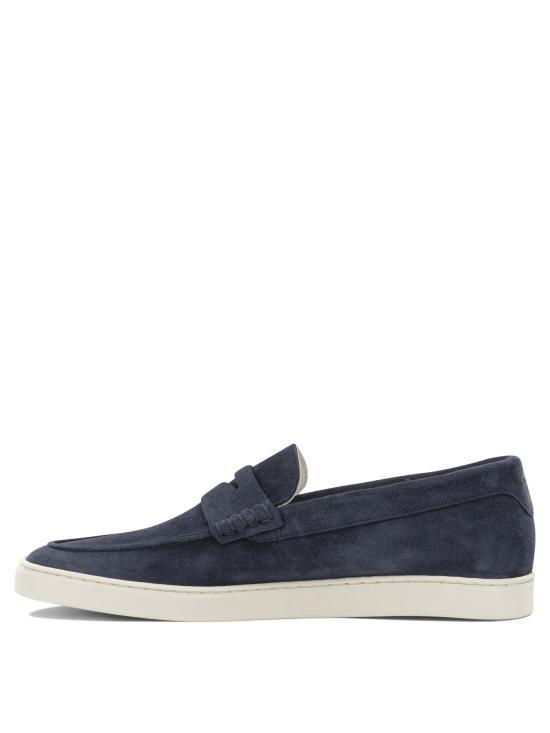 26FW 브루넬로 쿠치넬리 슈즈 스웨이드 로퍼 & 슬리퍼 블루 - BRUNELLO CUCINELLI