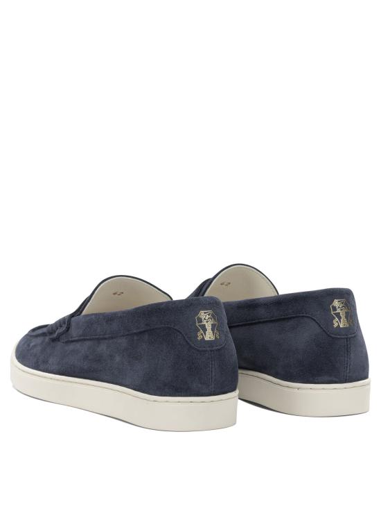 26FW 브루넬로 쿠치넬리 슈즈 스웨이드 로퍼 & 슬리퍼 블루 - BRUNELLO CUCINELLI