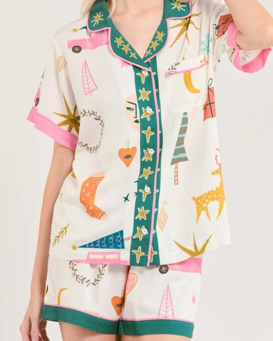  케이티 키메 언더웨어 Katie Kime Mod Holiday Pajama Shorts Set Multi - KATIE KIME