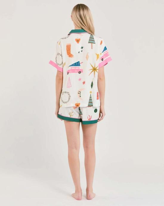  케이티 키메 언더웨어 Katie Kime Mod Holiday Pajama Shorts Set Multi - KATIE KIME