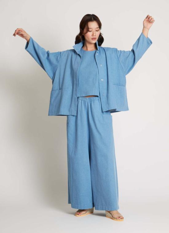  카렘 데님 자켓 불투명 버튼업 포켓 데님 셔츠 재킷 - KAAREM