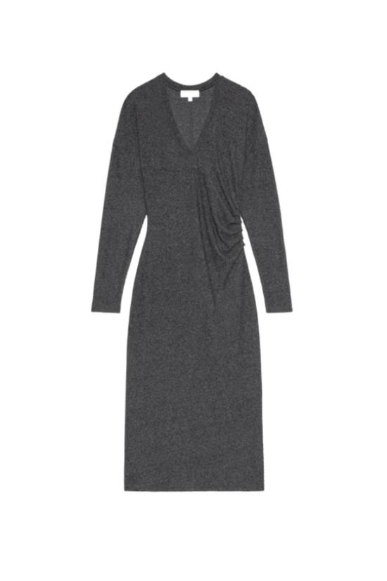  네이션 미디 원피스 샌드린 미디 드레스 헤더 차콜