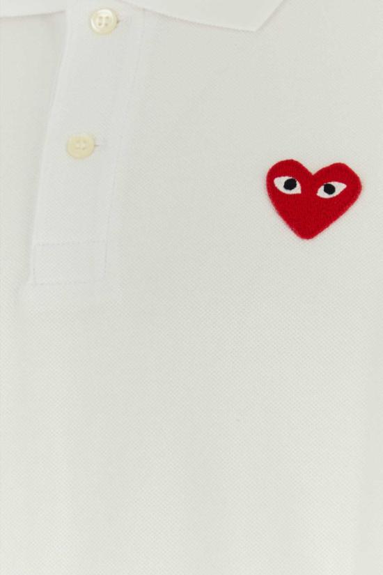  꼼데가르송 폴로 티셔츠 Comme Des Garçons 플레이 피케 폴로 셔츠 화이트 - COMME DES GARCONS