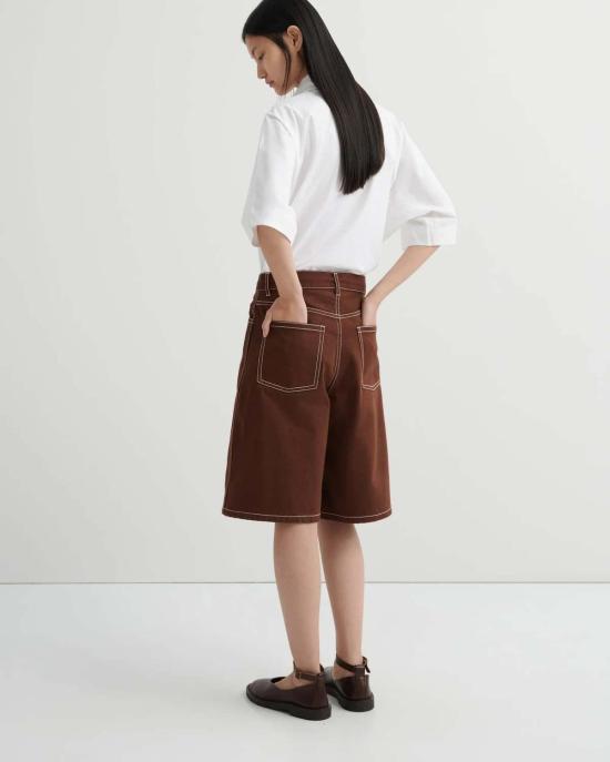  코우토우 숏팬츠 카우토우 프레임워크 쇼츠 브라운 데님 - KOWTOW