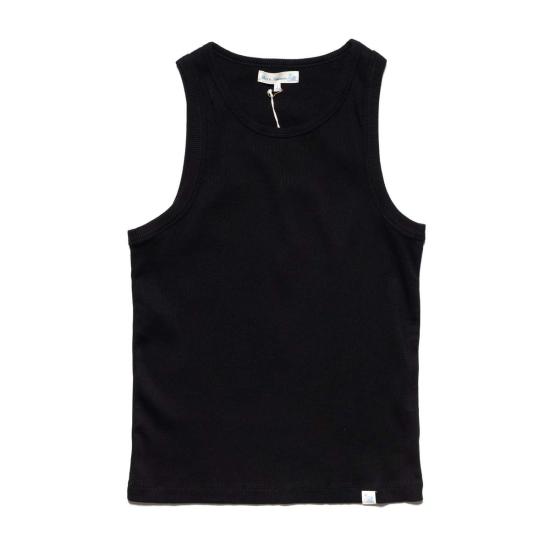  메르츠 비 슈바넨 민소매 티셔츠 Merz B. Schwanen Ribtank01.99 아이코닉 골지 코튼 탱크탑 딥 블랙