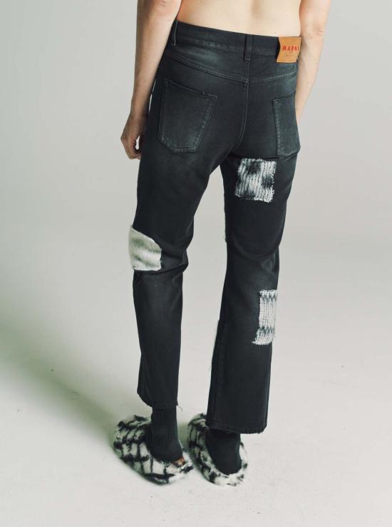  마르니 데님 블랙워시 모헤어 패치 팬츠 - MARNI