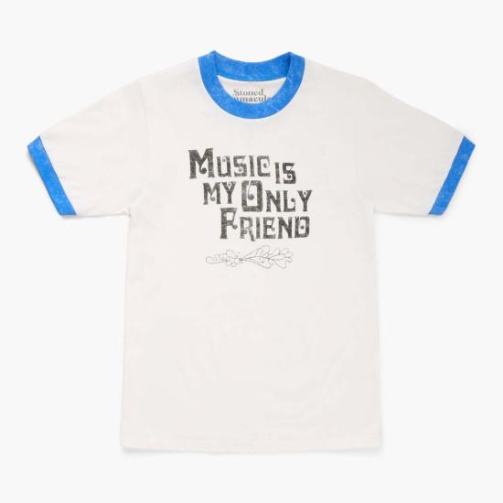  Stoned Immaculate 반팔 티셔츠 Music Is My Only Friend 링거 티셔츠 화이트