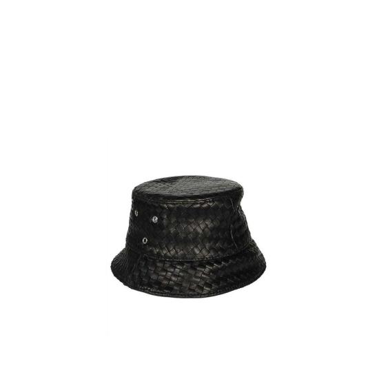  보테가베네타 모자 보테가 베네타 램 레더 버킷햇 블랙 - BOTTEGA VENETA
