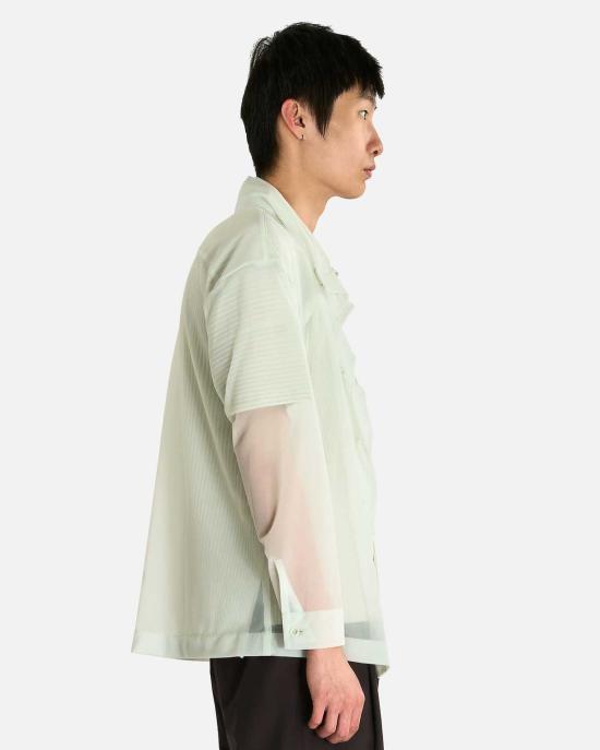  이세이 미야케 셔츠 옴므 플리세 크리스털린 저지  라이트 그린 - ISSEY MIYAKE