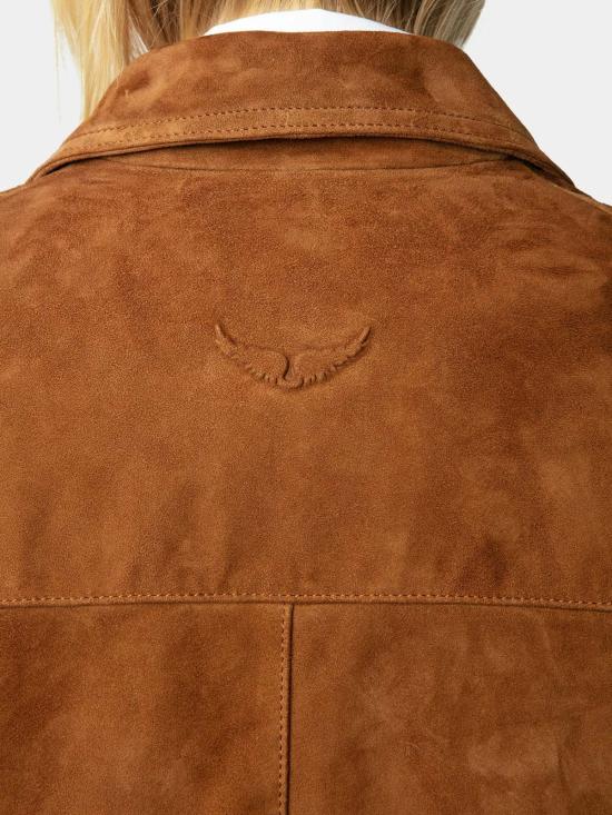 자딕앤볼테르 무스탕 Zadig & Voltaire Lessa 크롭 스웨이드 재킷 꼬냑 - ZADIG & VOLTAIRE
