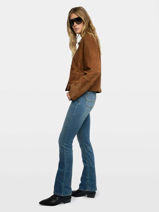  자딕앤볼테르 무스탕 Zadig & Voltaire Lessa 크롭 스웨이드 재킷 꼬냑 - ZADIG & VOLTAIRE