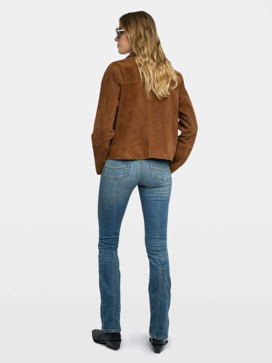  자딕앤볼테르 무스탕 Zadig & Voltaire Lessa 크롭 스웨이드 재킷 꼬냑 - ZADIG & VOLTAIRE