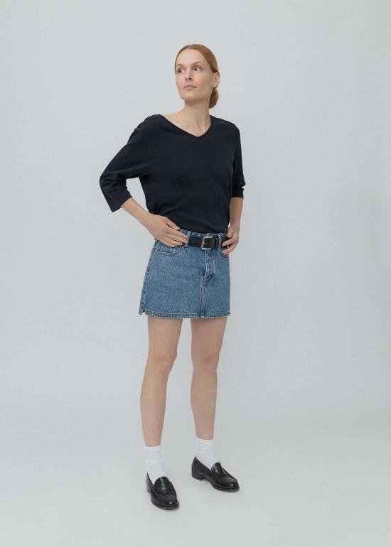  스틸히어 데님 스커트 스틸 히어 뉴욕 홀리 스커트 클래식 블루
