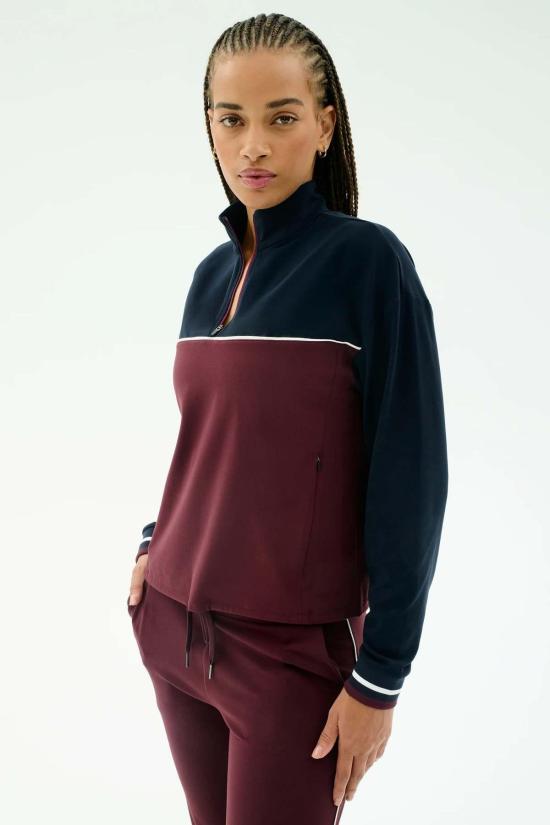  스플리츠 59 자켓 Splits 59 Millie Airweight Half Zip Jacket Dk Cherry/Indigo - SPLITS 59