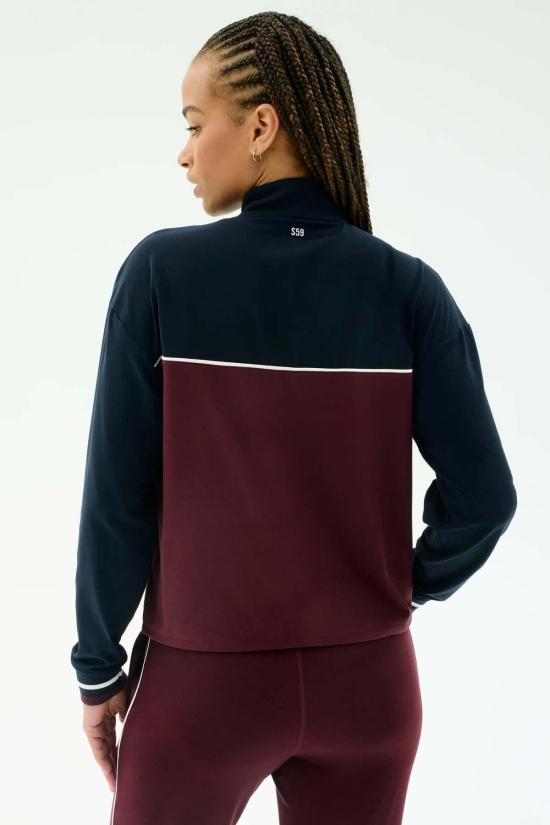  스플리츠 59 자켓 Splits 59 Millie Airweight Half Zip Jacket Dk Cherry/Indigo - SPLITS 59