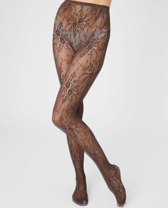  스웨디시 스타킹스 언더웨어 스웨덴 스타킹 로사 레이스 타이츠 다크 브라운 - SWEDISH STOCKINGS