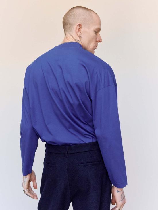  질샌더 긴팔 티셔츠 질 샌더 블루벨 코튼 모크넥 - JIL SANDER