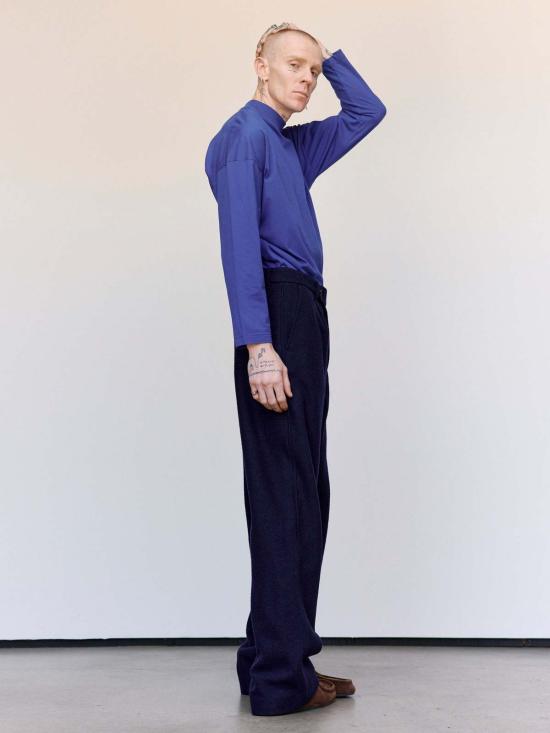  질샌더 긴팔 티셔츠 질 샌더 블루벨 코튼 모크넥 - JIL SANDER