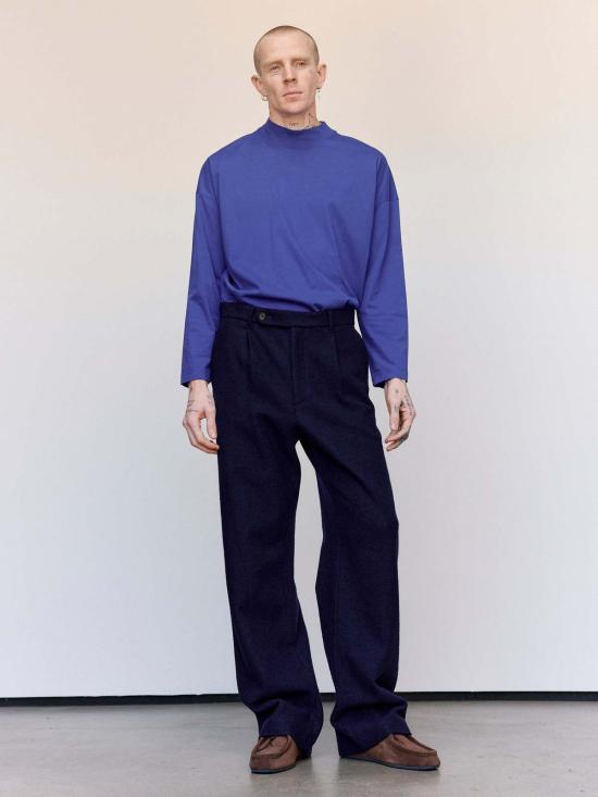  질샌더 긴팔 티셔츠 질 샌더 블루벨 코튼 모크넥 - JIL SANDER