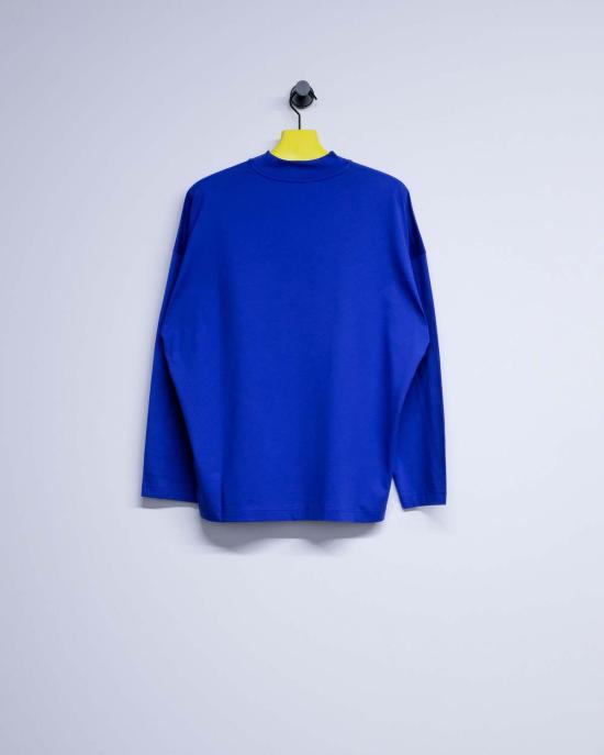  질샌더 긴팔 티셔츠 질 샌더 블루벨 코튼 모크넥 - JIL SANDER