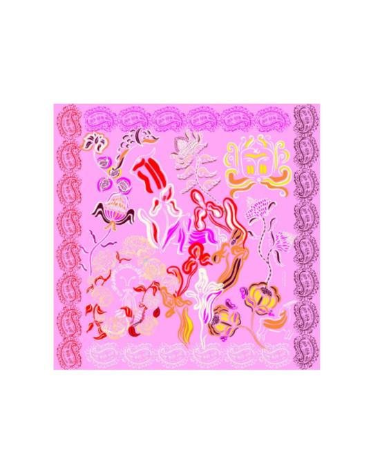  프티장 파리 머플러/스카프 쁘띠장 파리 실크 까레 스카프 카브로 도르 핑크 - PETITJEAN PARIS