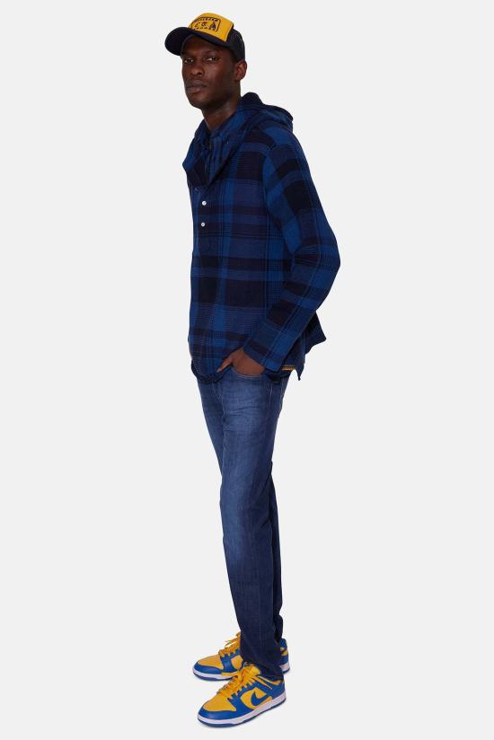  Original Madras Trading Company 셔츠 오리지널 마드라스 트레이딩 컴퍼니 N35 후드 쿠르타 네이비 체크 - OTHER BRANDS