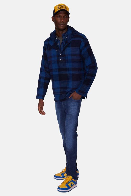  Original Madras Trading Company 셔츠 오리지널 마드라스 트레이딩 컴퍼니 N35 후드 쿠르타 네이비 체크 - OTHER BRANDS