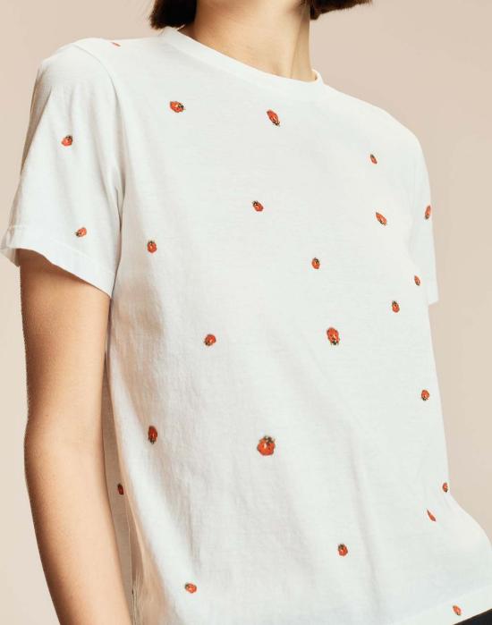  신시아 로리 반팔 티셔츠 신시아 로울리 레이디버그 티셔츠 화이트 멀티 - CYNTHIA ROWLEY