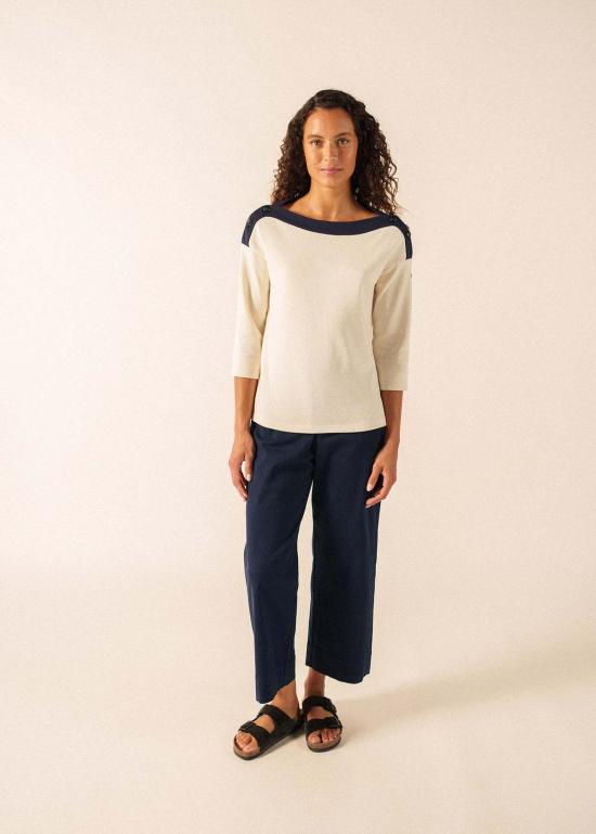  Saint James USA 긴팔 티셔츠 Saint James Usa Latsia 보트넥 티셔츠 X Isabelle Ballu Ecru/네이비 - OTHER BRANDS