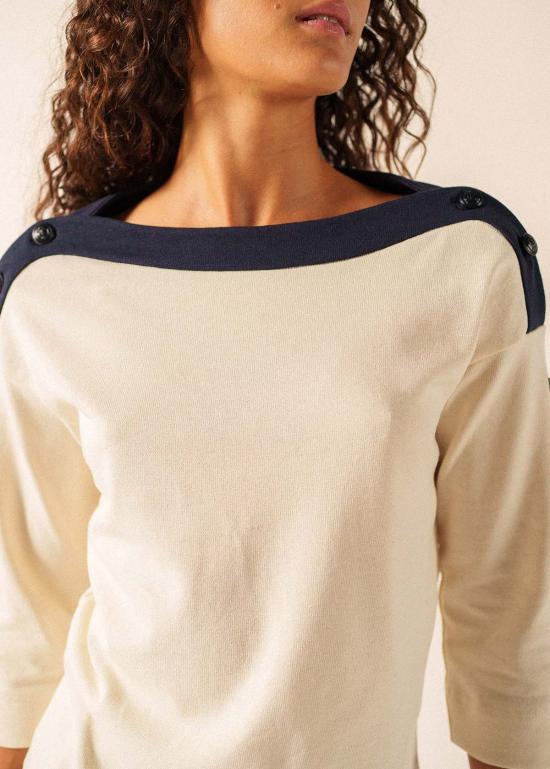  Saint James USA 긴팔 티셔츠 Saint James Usa Latsia 보트넥 티셔츠 X Isabelle Ballu Ecru/네이비 - OTHER BRANDS