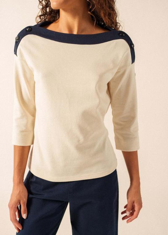  Saint James USA 긴팔 티셔츠 Saint James Usa Latsia 보트넥 티셔츠 X Isabelle Ballu Ecru/네이비 - OTHER BRANDS