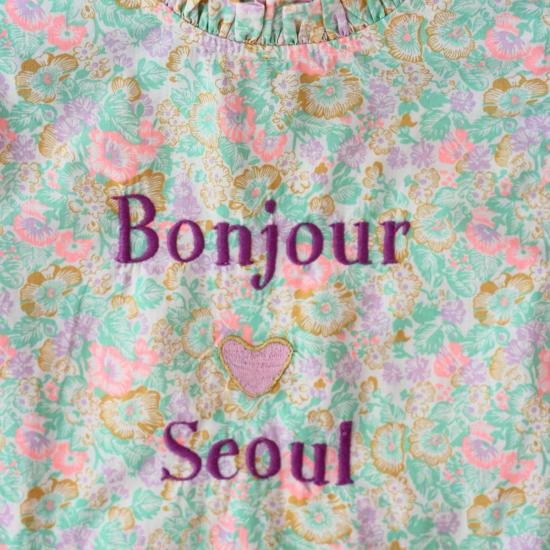  [키즈] 봉주르 티셔츠 키즈   (플라운스 장식, 가든 파스텔 색상) - BONJOUR